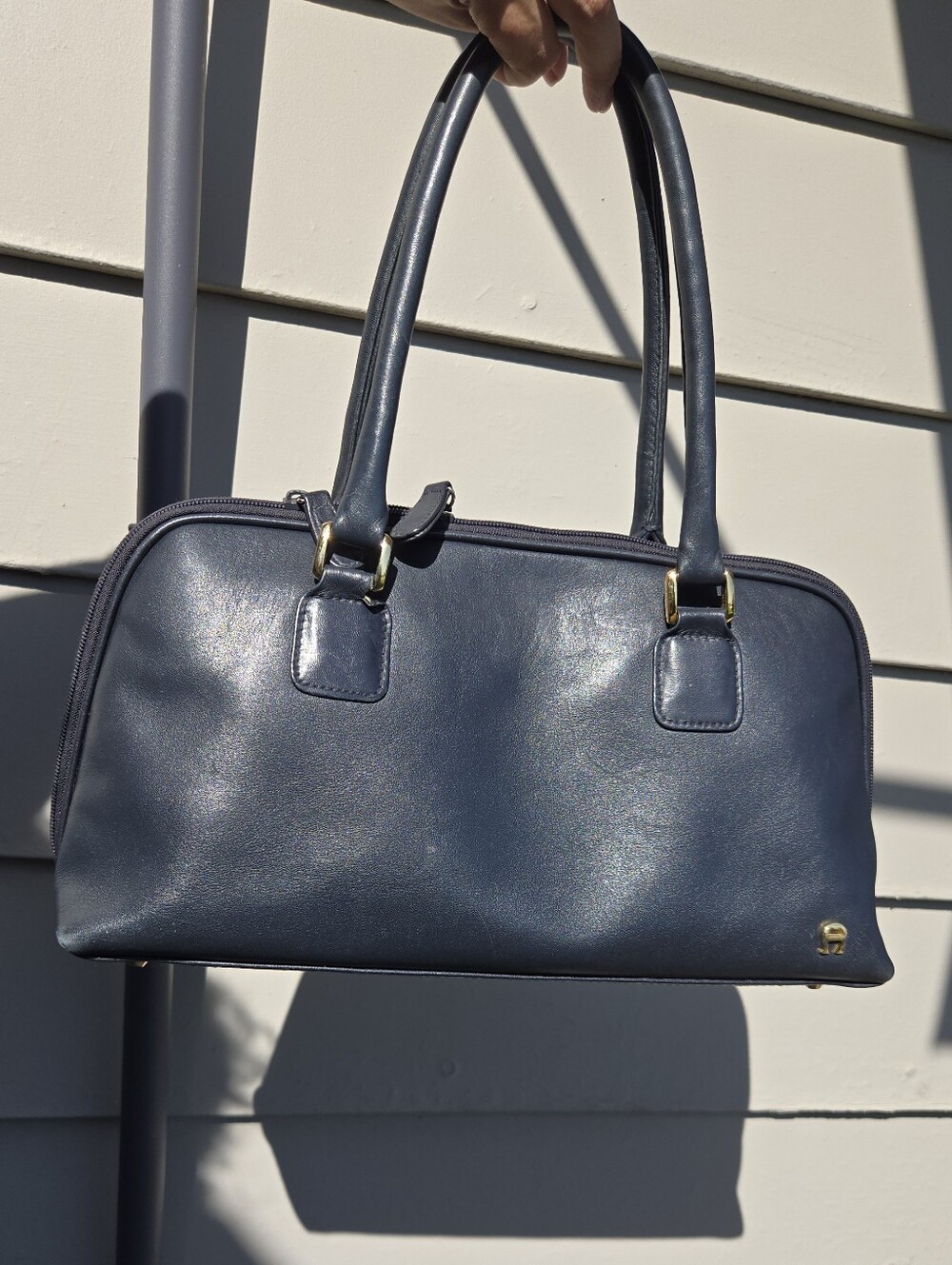 Etienne Aigner Classic Blue/Black Leather Women's Handbag
